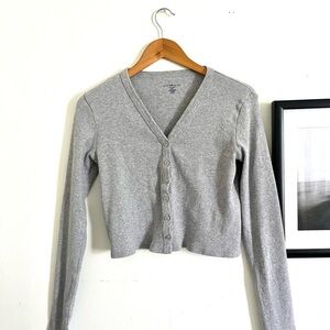 Brandy Melville Gray V-Neck Button-Front Women's Thermal Cardigan